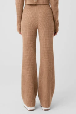 Cashmere High-Waist Plush Waffle Pant - Toasted Almond -ALO Clothing Shop W51286R 05131 b1 s1 a2 1 m18
