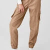 Faux Leather Power Hour Jogger - Toasted Almond