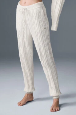 Cable Knit Winter Bliss Pant - Ivory 8 Cable Knit Winter Bliss Pant - Ivory -ALO Clothing Shop W51353R 03299 b1 s1 a3 1 m177