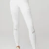 High-Waist Moto Legging - White/White Glossy