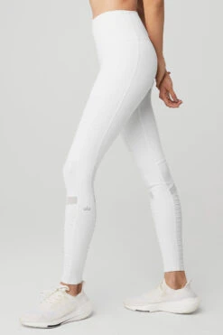 High-Waist Moto Legging - White/White Glossy -ALO Clothing Shop W5494R 00784 b1 s1 a2 1 m54
