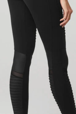 High-Waist Moto Legging - Black/Black Glossy -ALO Clothing Shop W5494R 00785 b1 s1 a4 1 m54