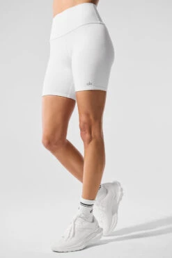 7" High-Waist Biker Short - White -ALO Clothing Shop W6145R 00 b1 s1 a3 1 m206