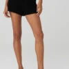 Cashmere High-Waist Plush Waffle Short - Black
