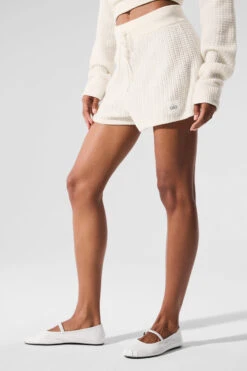 Cashmere High-Waist Plush Waffle Short - Ivory 7 Cashmere High-Waist Plush Waffle Short - Ivory -ALO Clothing Shop W6342R 03299 b1 s1 a3 1 m76
