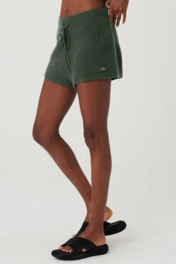 Cashmere High-Waist Plush Waffle Short - Dark Cactus 6 Cashmere High-Waist Plush Waffle Short - Dark Cactus -ALO Clothing Shop W6342R 04059 b1 s1 a2 1 m100