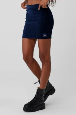 Micro Corduroy Winter Break Mini Skirt - Navy -ALO Clothing Shop W6391R 03842 b1 s1 a3 1 m76