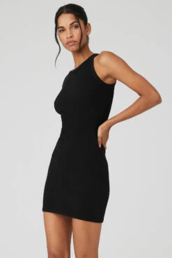 Seamless Ribbed Warm Nights Dress - Black -ALO Clothing Shop W8143R 01 b1 s1 a3 1 m18