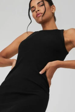 Seamless Ribbed Warm Nights Dress - Black -ALO Clothing Shop W8143R 01 b1 s1 a4 2 m18