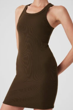 Goddess Ribbed Go-To Dress - Espresso 8 Goddess Ribbed Go-To Dress - Espresso -ALO Clothing Shop W8207R 04046 b1 s1 a5 1 m177