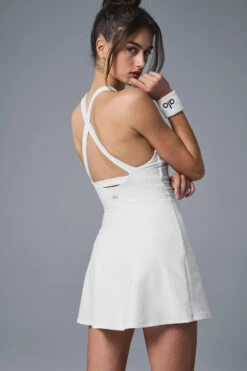 Alosoft Backspin Dress - White -ALO Clothing Shop W8276R 00 b1 s1 a3 1 m174