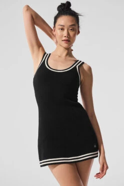 Tennis Club Sweater Knit Dress - Black/Ivory 7 Tennis Club Sweater Knit Dress - Black/Ivory -ALO Clothing Shop W8277R 03850 b1 s1 a1 1 m54